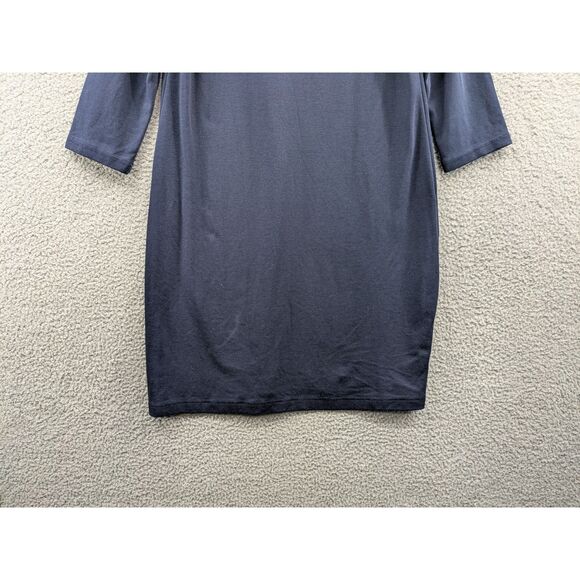 Talbots Women's size Large Navy Blue Sheath Dress 3/4 Sleeve Cotton - Picture 7 of 11